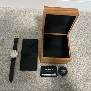 Shinola The Runwell Moon Phase Watch with Black Alligator Band - 38 mm